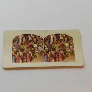 ANTIQUE Stereograph Card Singapore India/City of Havana DOUBLE SIDED